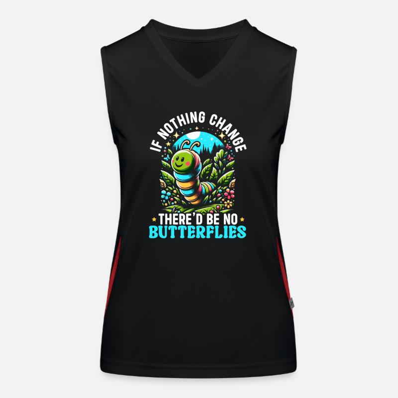 Chenille de papillon ver mignon Débardeur respirant contrasté Femme