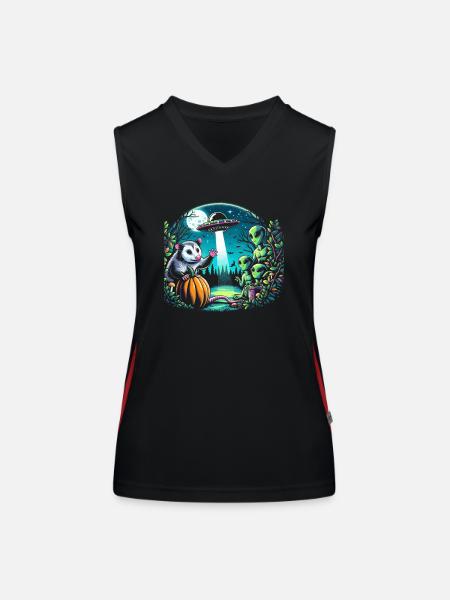 Lustige Opossum-wildtier-tierliebhaber-müllkatze - Funktionelles Kontrast-Tank Top für Frauen - Schwarz/Rot - Vorne