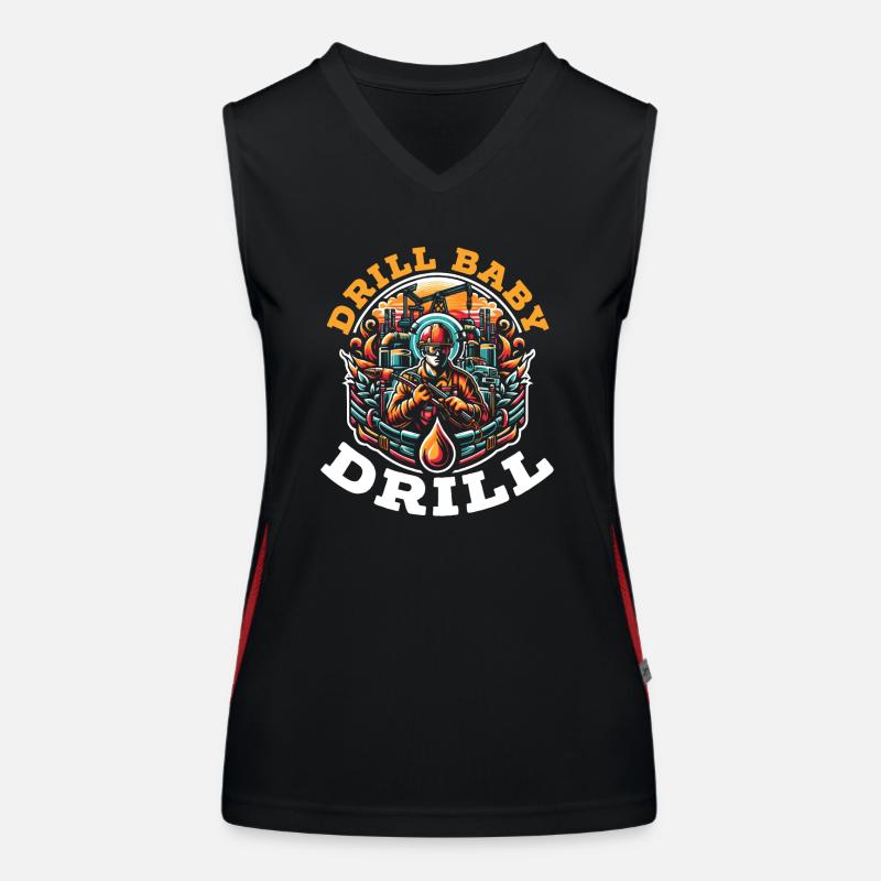 Oil Drilling Engineer, Profession, Oil Rig Women's Functional Contrast Tank Top