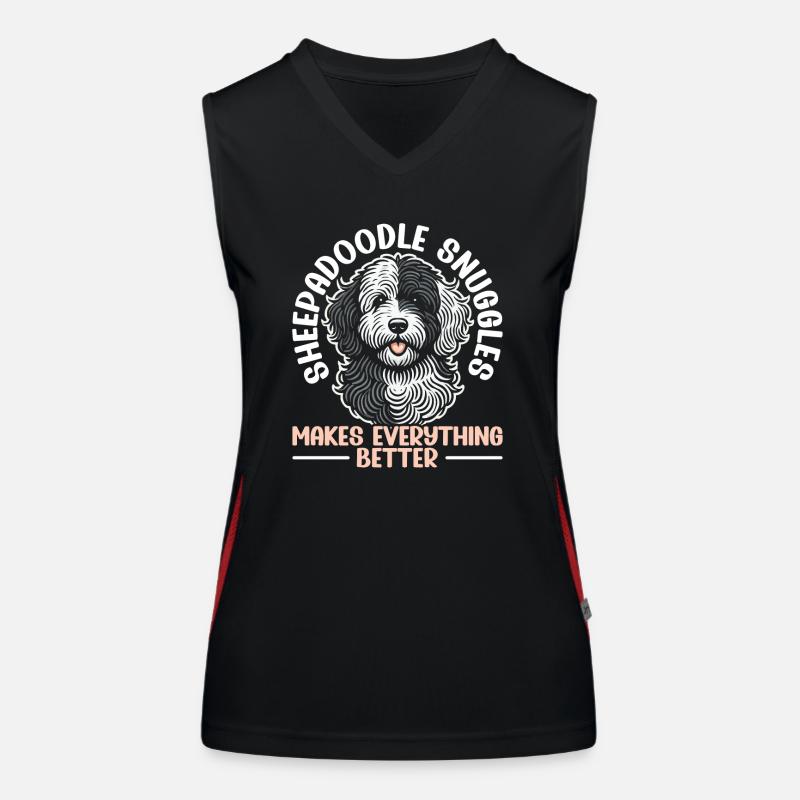 Niedlicher Sheepadoodle-hund Funktionelles Kontrast-Tank Top für Frauen