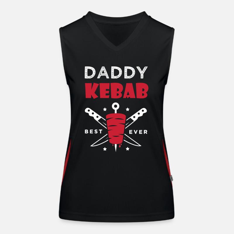 daddy kebab gift dad chef best kebab - Women's Functional Contrast Tank Top - black/red