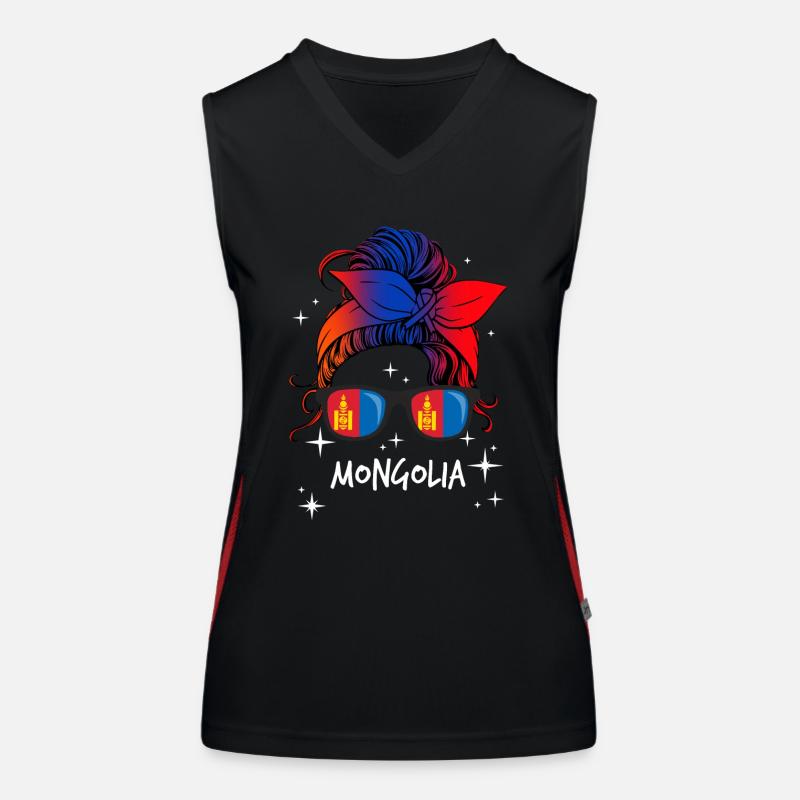 Mongolia - Women's Functional Contrast Tank Top - black/red