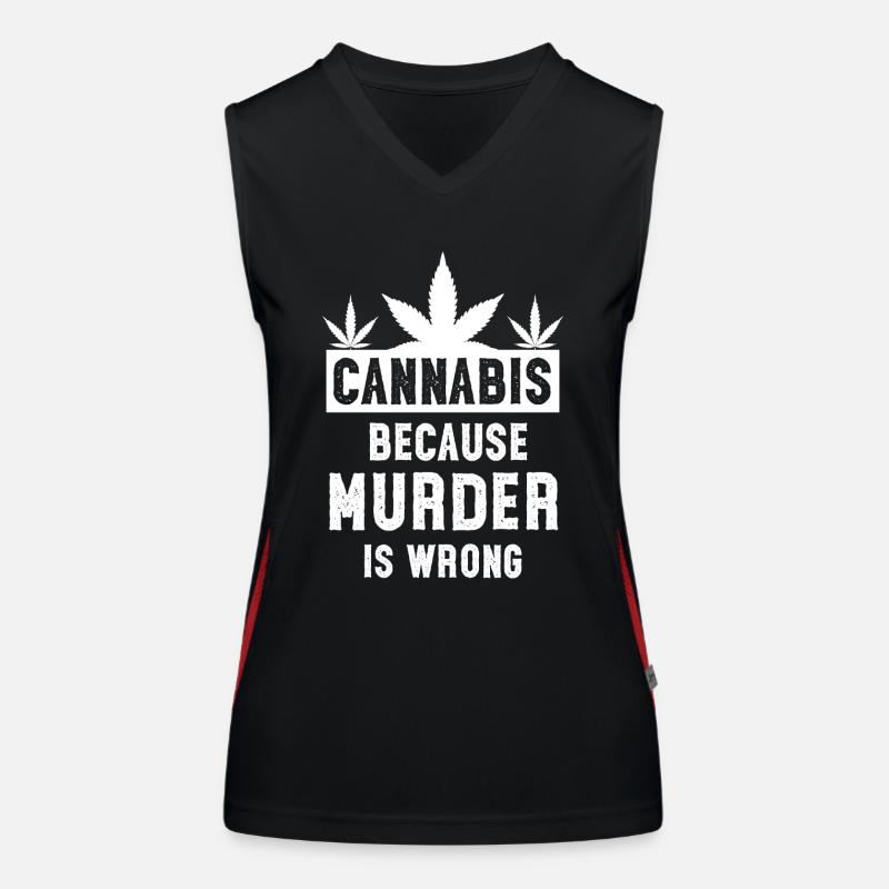 Cannabis because murder is wrong white Funktionelles Kontrast-Tank Top für Frauen