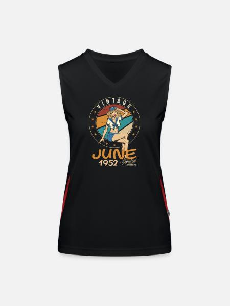 Vintage 1952 - Born In June 1952 - Women's Functional Contrast Tank Top - black/red - Front