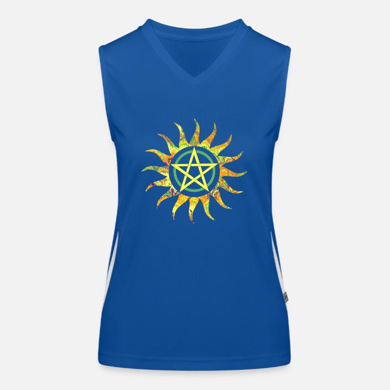 pentagram in sun e 258 Women's Functional Contrast Tank Top