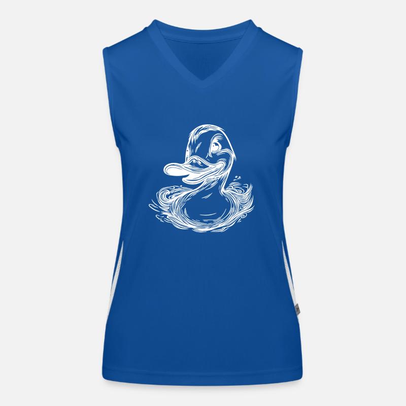 Schwimmende Ente mit großem Schnabel Funktionelles Kontrast-Tank Top für Frauen
