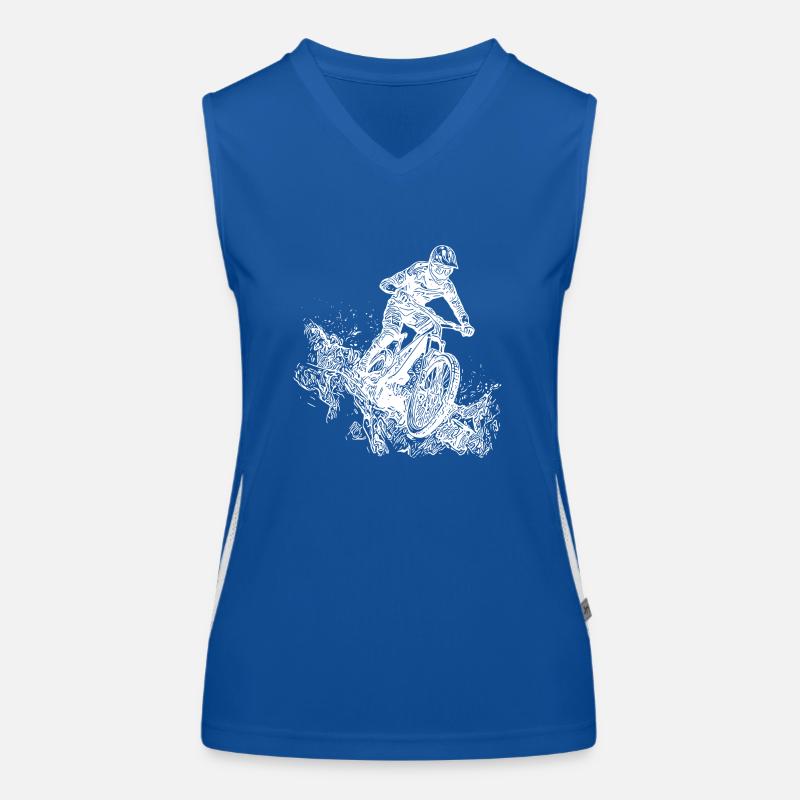 Radfahrer Mountainbiker Regen Schlamm Abfahrt Funktionelles Kontrast-Tank Top für Frauen
