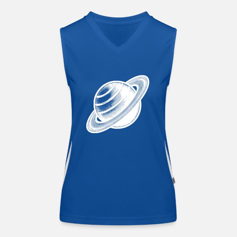Ringed planet Saturn with ring system in the solar system Women's Functional Contrast Tank Top
