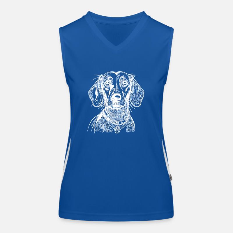 Fancy Dachshund Portrait for Dachshund Dad Women's Functional Contrast Tank Top