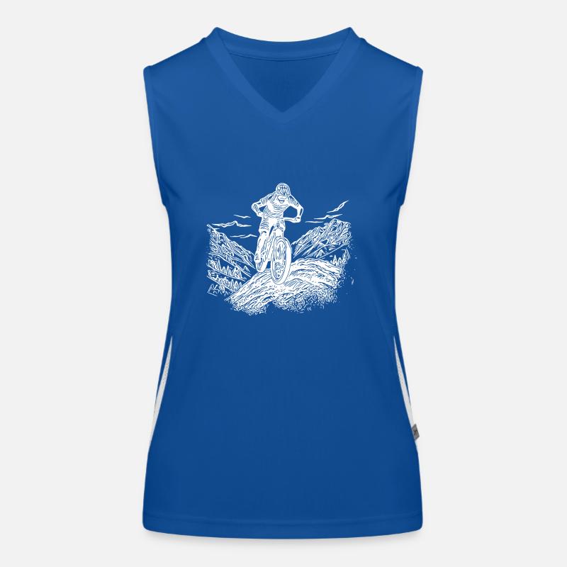Lonely mountain biker ascent Women's Functional Contrast Tank Top