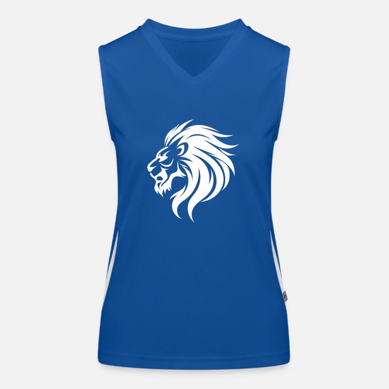 Angry Lion Head Tattoo Style Blowing Mane Women's Functional Contrast Tank Top