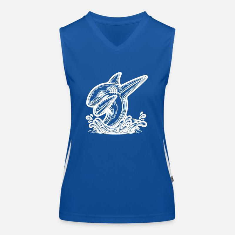 Grimmiger Dabbing Hai - Dabbender Hai Funktionelles Kontrast-Tank Top für Frauen