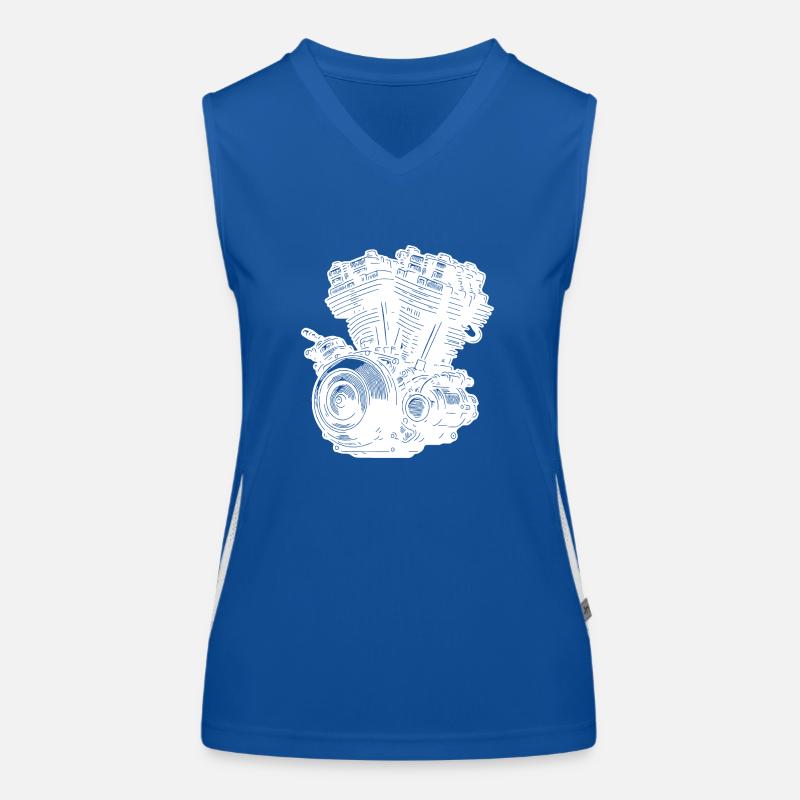 Motorcycle Engine Block Cylinder Fan Displacement Engine Women's Functional Contrast Tank Top