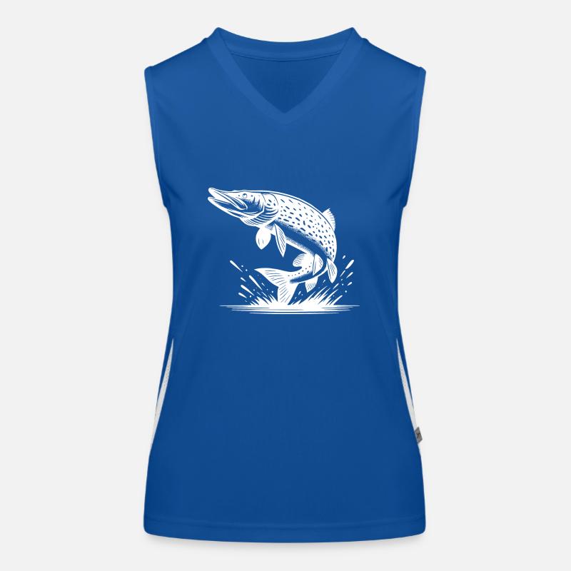 Big Leaping Pike Fish Women's Functional Contrast Tank Top