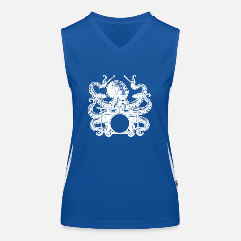 Charming octopus on drums Women's Functional Contrast Tank Top
