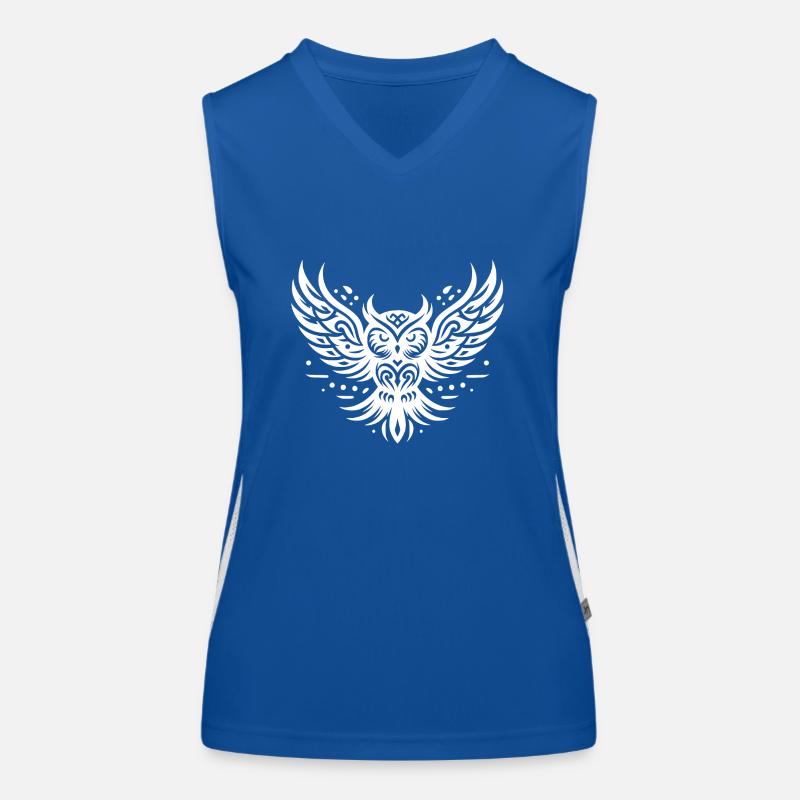 Fliegende Eule im Tattoo Style Funktionelles Kontrast-Tank Top für Frauen