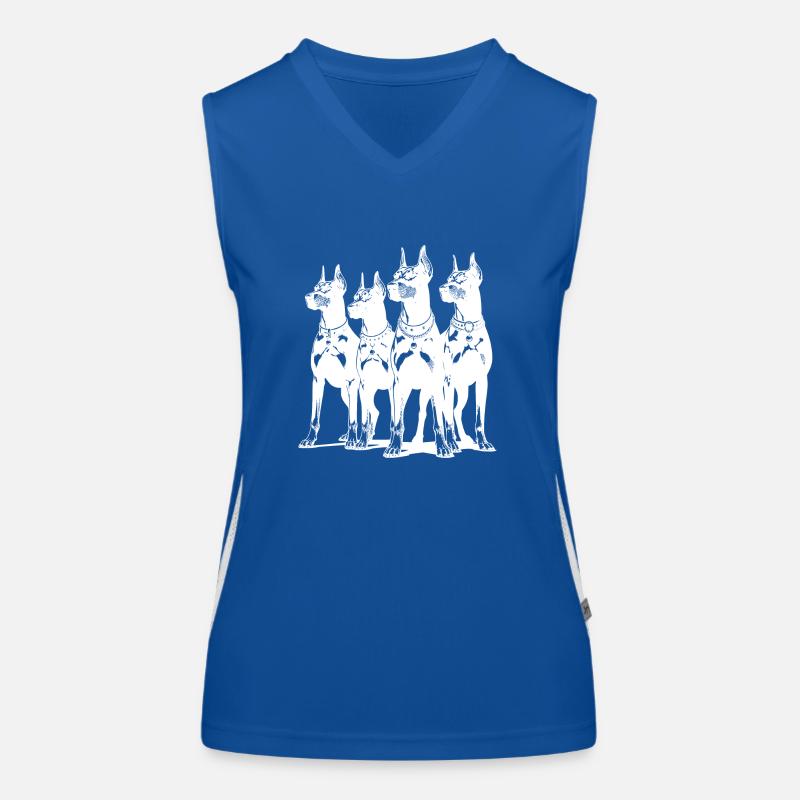 Vier schlaue wachsame Dobermänner Hunde Funktionelles Kontrast-Tank Top für Frauen