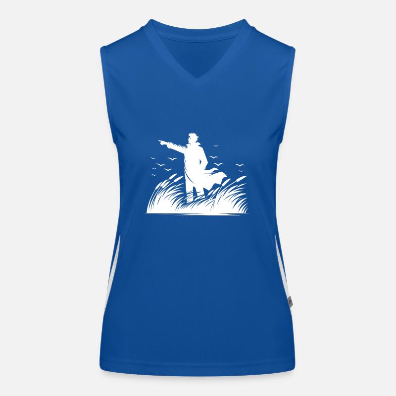 Coast guard by the sea fixed view on the horizon Women's Functional Contrast Tank Top
