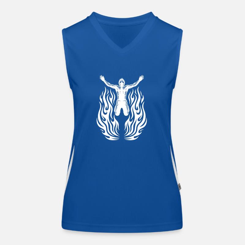Jumping Man in Flames Women's Functional Contrast Tank Top