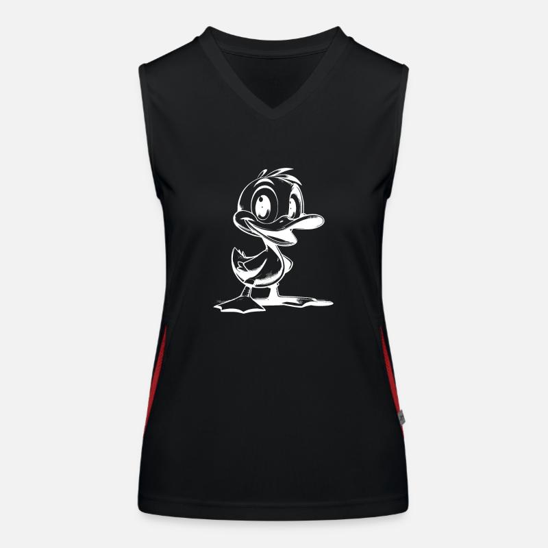 Waddle duck with big feet and beak Women's Functional Contrast Tank Top