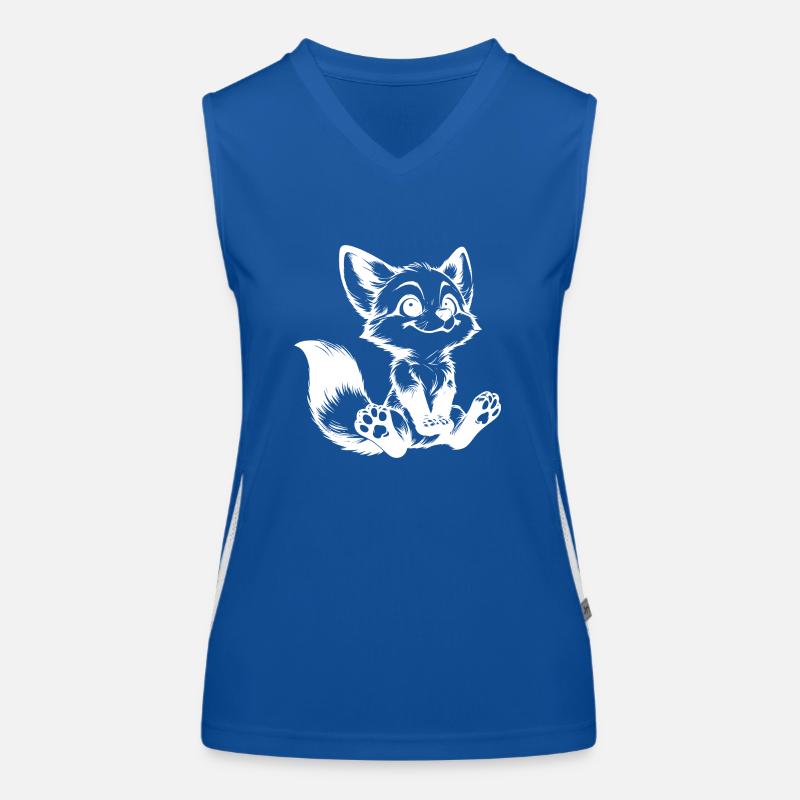 Curious Fox Drawing Seated Fox Women's Functional Contrast Tank Top