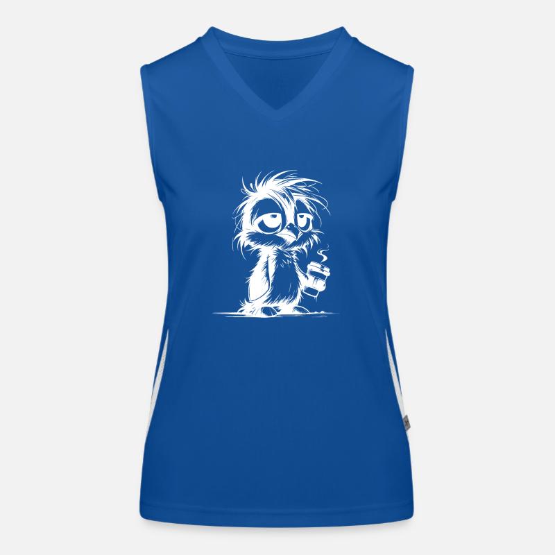 Really tired penguin not rested with coffee Women's Functional Contrast Tank Top
