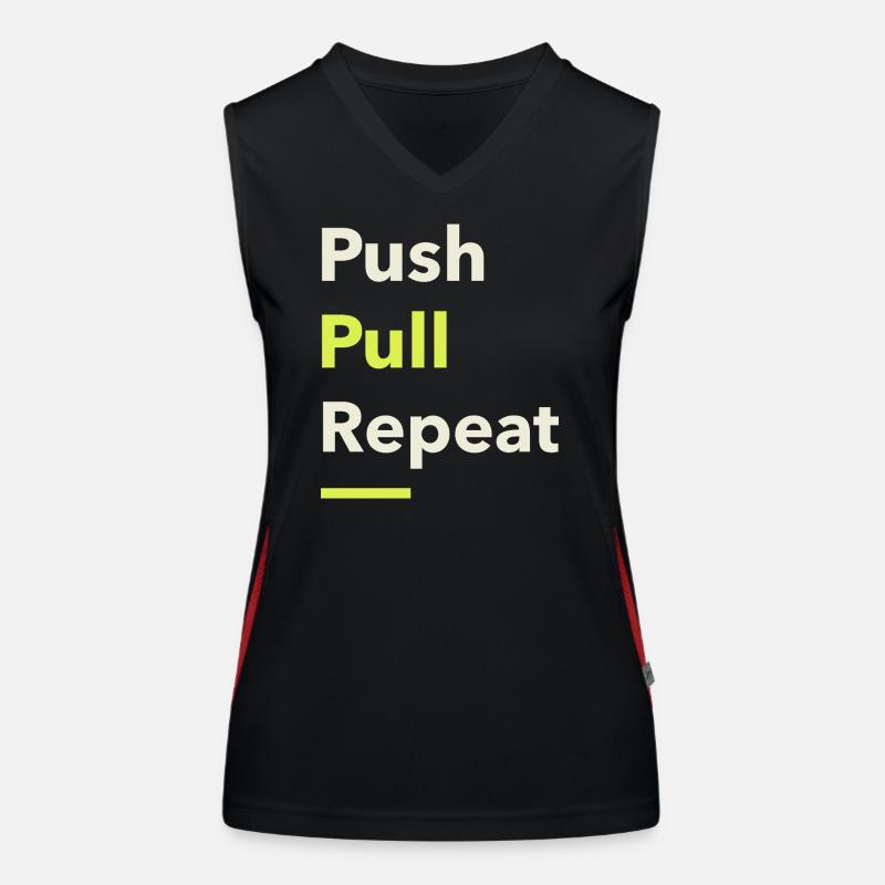 Push-Pull-Wiederholung Funktionelles Kontrast-Tank Top für Frauen