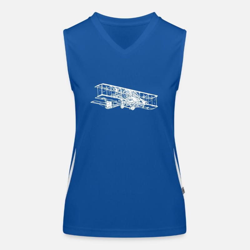 Flying Vintage Biplane Box Illustration Women's Functional Contrast Tank Top