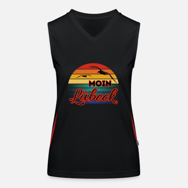 Moin Lübeck with seagull in retro style Women's Functional Contrast Tank Top
