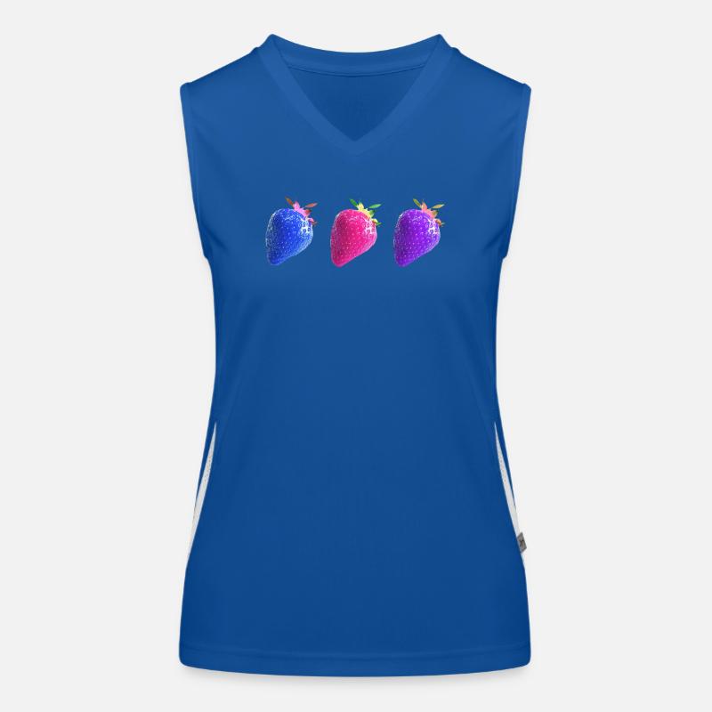 Erdbeeren, bunt, popart, artwork,weisse erdbeere Funktionelles Kontrast-Tank Top für Frauen