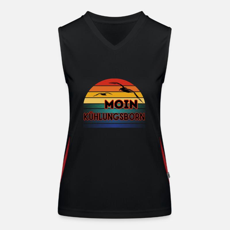 Moin Kühlungsborn with seagull in retro style Women's Functional Contrast Tank Top