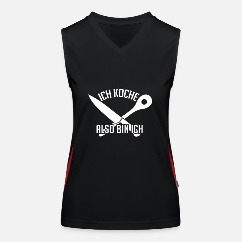 Ich koche also bin ich - lustiger Kochspruch Funktionelles Kontrast-Tank Top für Frauen