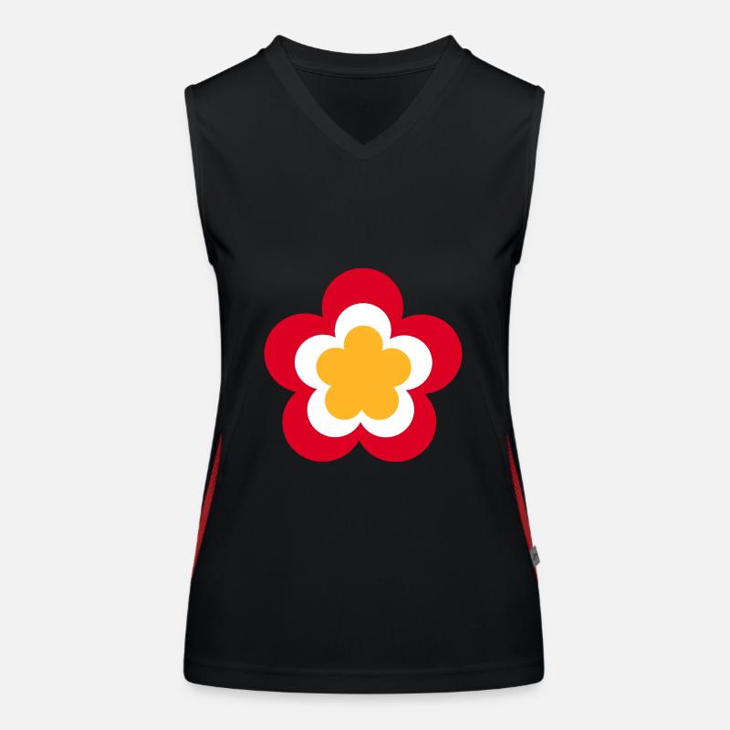70s Flower Pattern Red Women's Functional Contrast Tank Top