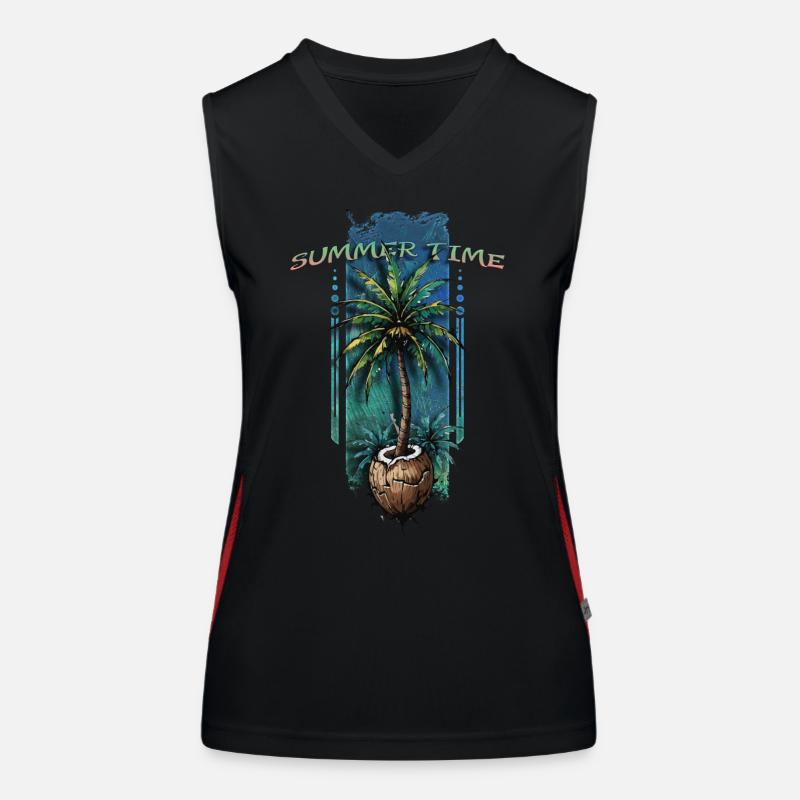 Escapade tropicale : palmier émergeant de la noix de Débardeur respirant contrasté Femme