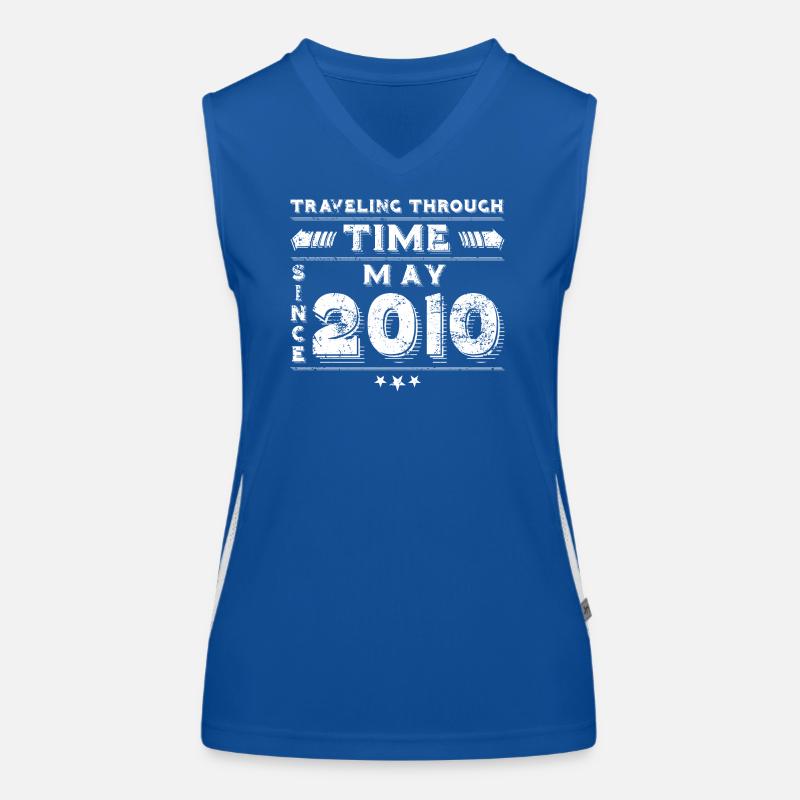Vintage Zeitreise Geburtstags Design Mai 2010 Funktionelles Kontrast-Tank Top für Frauen