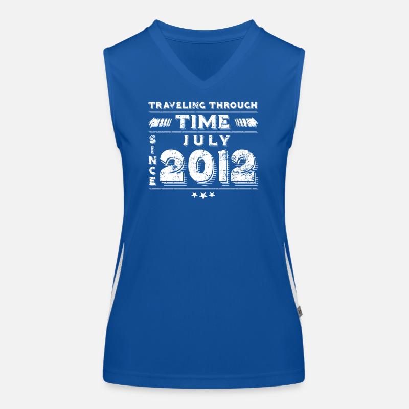 Vintage Zeitreise Geburtstags Design Juli 2012 Funktionelles Kontrast-Tank Top für Frauen