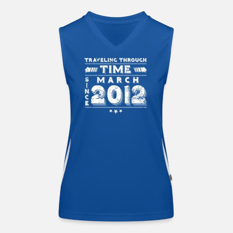 Vintage Zeitreise Geburtstags Design März 2012 Funktionelles Kontrast-Tank Top für Frauen