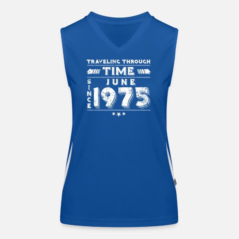 Vintage Zeitreise Geburtstags Design Juni 1975 Funktionelles Kontrast-Tank Top für Frauen