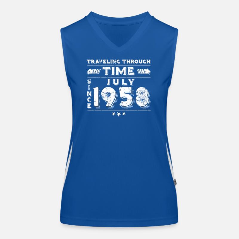 Vintage Zeitreise Geburtstags Design Juli 1958 Funktionelles Kontrast-Tank Top für Frauen