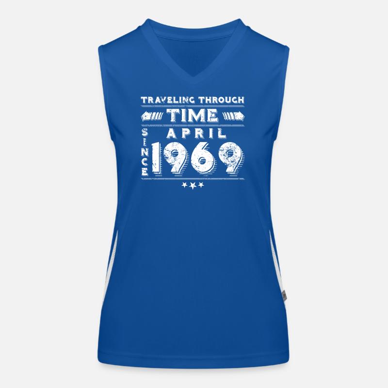 Vintage Zeitreise Geburtstags Design April 1969 Funktionelles Kontrast-Tank Top für Frauen