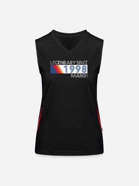 Retro SiFi Legendary since March 1998 - Geburtstag - Funktionelles Kontrast-Tank Top für Frauen - Schwarz/Rot - Vorne