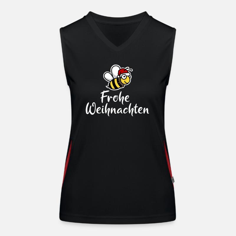 Frohe Weihnachten Biene Weihnachtsmann Geschenk Funktionelles Kontrast-Tank Top für Frauen