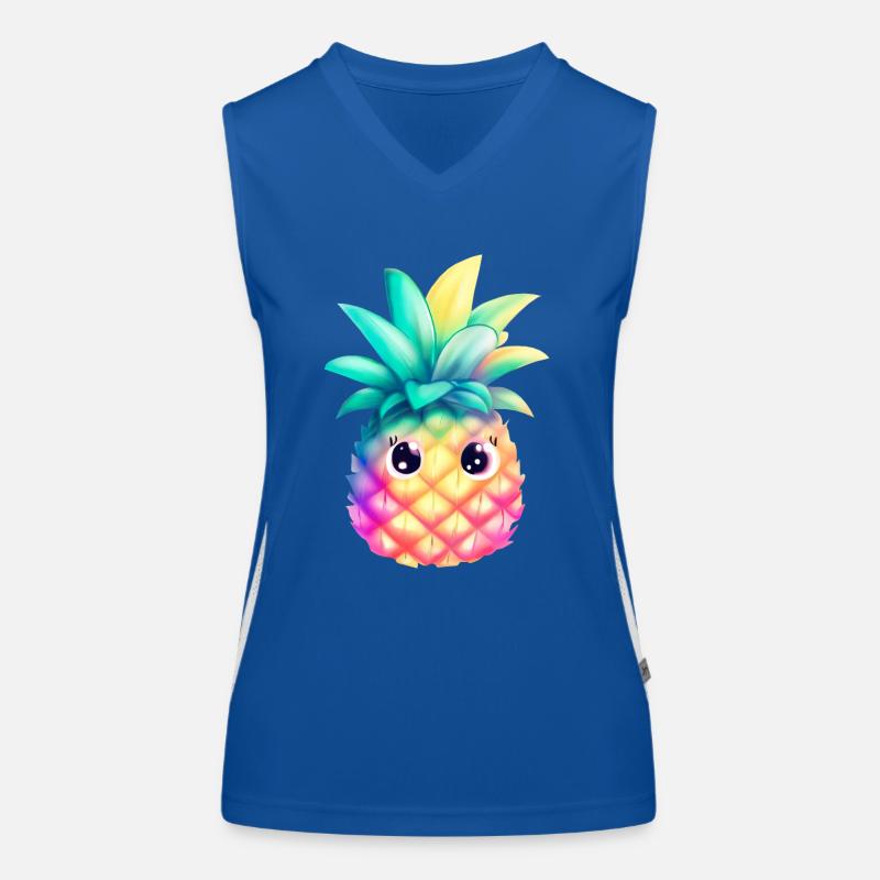 Mignon ananas coloré Fruit d’été cadeau de vacances Débardeur respirant contrasté Femme