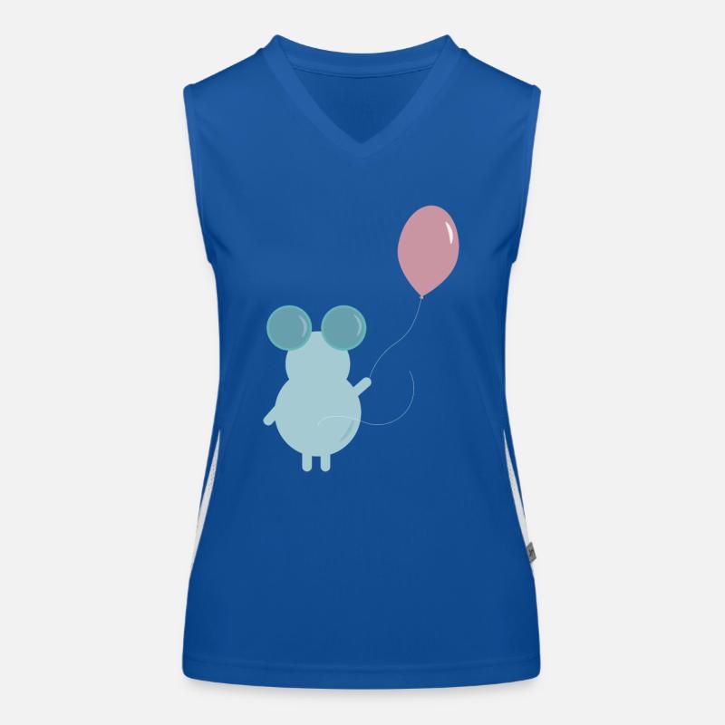 MOUSE HOLDING A BALLOON ILLUSTRATION Funktionelles Kontrast-Tank Top für Frauen