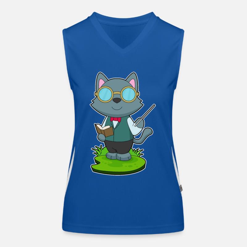Katze Lehrer Pointer Funktionelles Kontrast-Tank Top für Frauen
