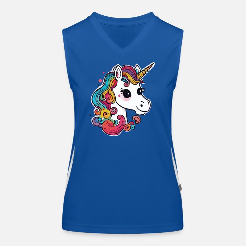 Licorne colorée amicale avec crinière arc-en-ciel Débardeur respirant contrasté Femme