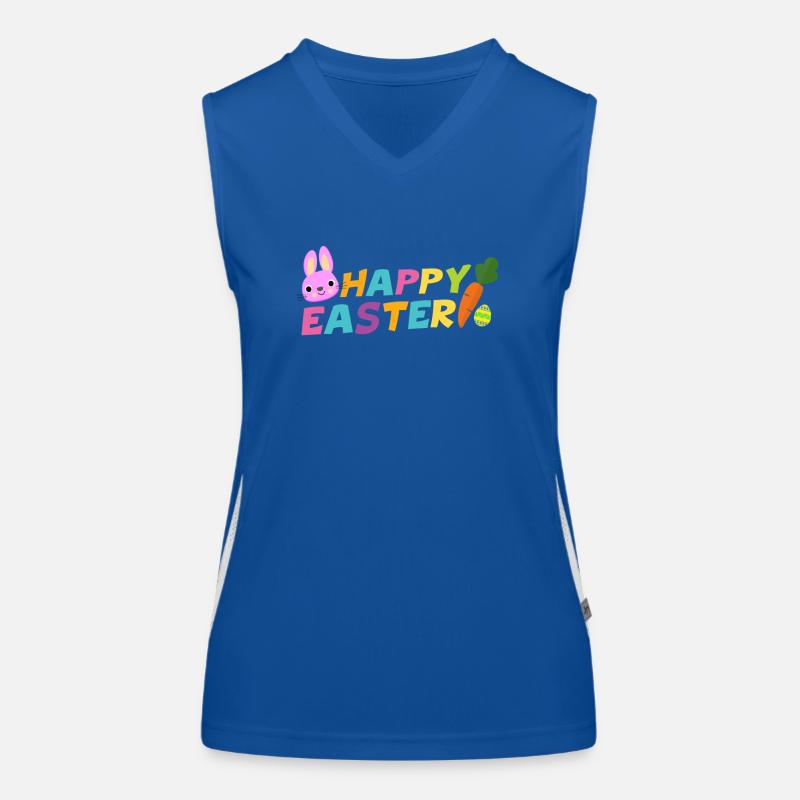 Fröhliche Ostern mit Ei-Karotte u. Häschen Pascha Funktionelles Kontrast-Tank Top für Frauen