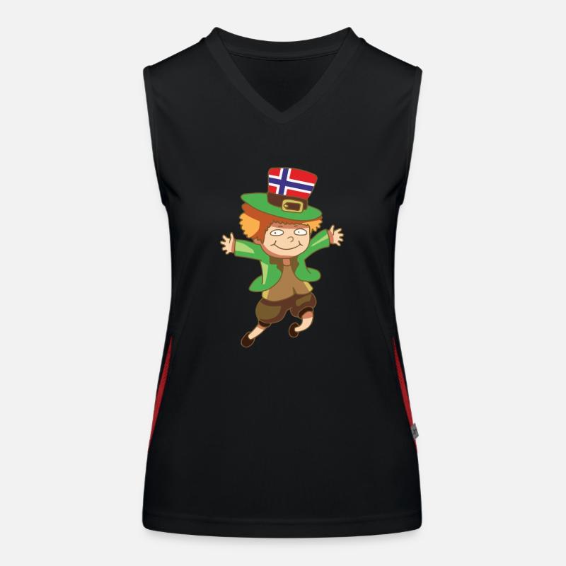 fable Kobold Leprechaun Drapeau Norvège Cadeau Débardeur respirant contrasté Femme