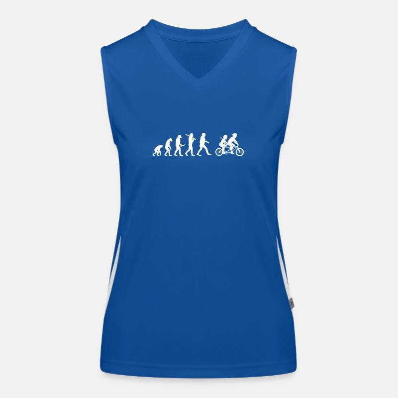 Tandem Fahrrad Evolution T-Shirt & Geschenkidee Funktionelles Kontrast-Tank Top für Frauen