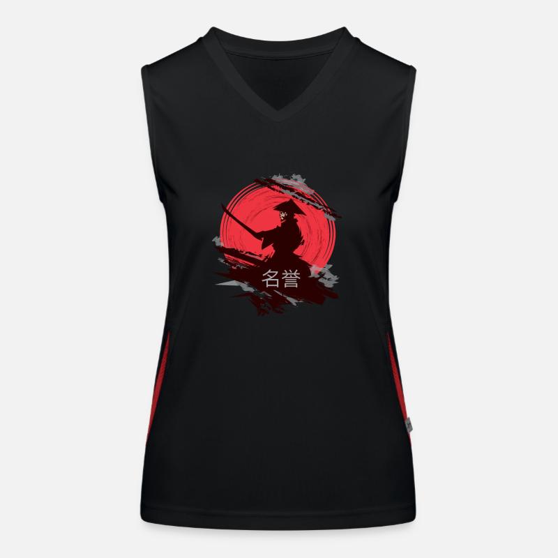 Ehre, japanischer Samurai Funktionelles Kontrast-Tank Top für Frauen